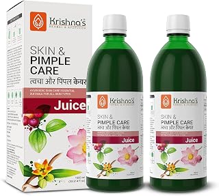 Krishna's Skin & Pimple Care Juice - 1000 ml | Ayurvedic skin Care Expert with Manjisth, Rose, Sankhpushpi & 13 other herbs | Helps in reducing acne, pimples & Dark Spot - (Pack of 2)