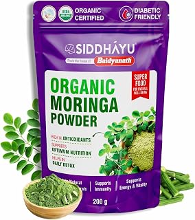 Baidyanath Asli Ayurved Organic Moringa Powder - 200gm | USDA Certified Moringa Oleifera | Natural Drumstick Leaves Powder for Immunity, Energy & Digestion Support