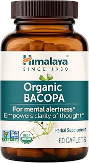 Himalaya Organic Bacopa/Brahmim60 Caplets For Mental Alertness, Cognitive Health & Memory Support 750Mg