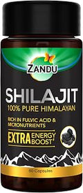 Zandu Shilajit Capsules, Infused with Goodness of Natural Shilajit Extracts, Helps Boost Immunity & Energy, Supports Metabolism -Pack Of 60 Vegetarian Capsules