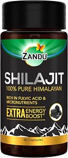 Zandu Shilajit Capsules, Infused with Goodness of Natural Shilajit Extracts, Helps Boost Immunity & Energy, Supports Metabolism -Pack Of 60 Vegetarian Capsules