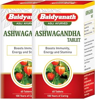 Baidyanath Asli Ayurved Ashwagandha 60 Tablets (Pack Of 2)| Rejuvenates Mind & Body | Improves Strength & Energy | Immunity Booster | Rich in Antioxidants
