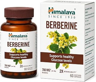 Himalaya Berberine Capsules | Supports Healthy Glucose and Cholesterol Levels | 2X Bioavailability | 700 mg Berberine Per Day | Vegetarian, No Artificial Colours, Preservative Free | 60 Capsules