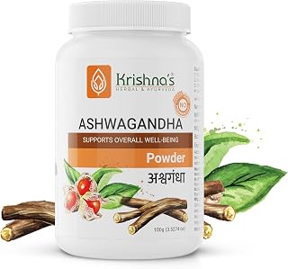 Krishna's Ashwagandha Powder Strength Vitality and Stress Management | Aswagandhada powder | Withania Somnifera | Pure Ashvagandha power | Asvagandha original powder | ashvgandha - 100 gram