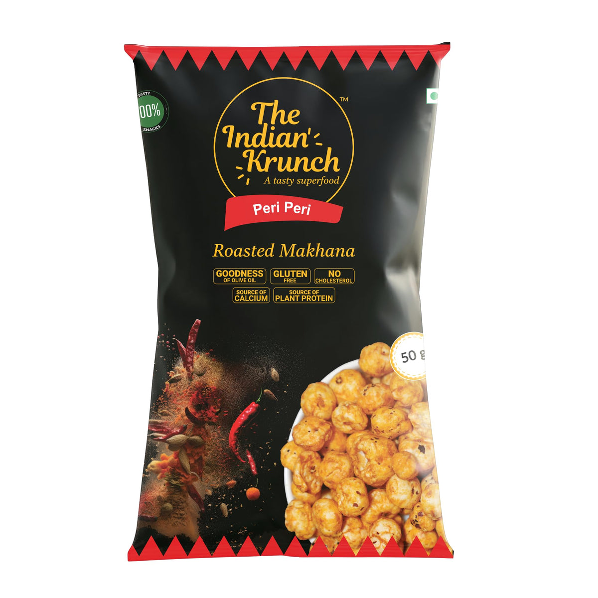 The Indian Krunch Peri Peri/Himalayan Salt&Pepper Roasted Makhana 50 g