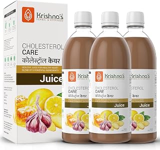 Krishna's Cholesterol Care Juice With Blent of Apple Cider Ginger Garlic, Honey, Sugar Free for Balance Cholesterol Lever & Helps In Digestion - 1000 ml Each (Pack of 3)