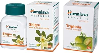 Himalaya Wellness Pure Herbs Shigru Bone & Joint Wellness - 60 Tablet & Wellness Triphala Bowel Wellness |Relieves constipation| - 60 Tablets