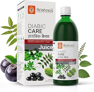 Krishna's Diabic Care Juice - 1000 ml | Blend of 11 herbs Methi, Amla, Karela, Jamun, Kutki, Guduchi & 5 other herbs to manage sugar levels | Made in India, Clinically Proven