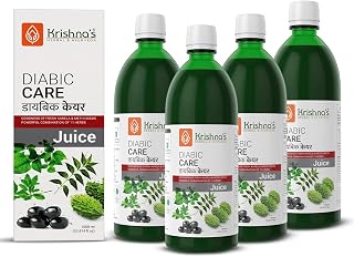 Krishna's Diabic Care Juice - 1000 ml (Pack of 4) | Blend of 11 herbs Methi, Amla, Karela, Jamun, Kutki, Guduchi & 5 other herbs to manage sugar levels | Made in India, Clinically Proven