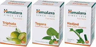 Himalaya Wellness Pure Herbs Tagara Sleep Wellness | - 60 Tablets & Wellness Triphala Bowel Wellness | - 60 Tablets & Wellness Pure Herbs Hadjod Bone & Joint Wellness - 60 Tablet