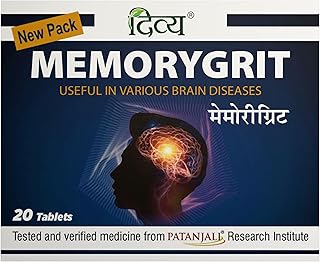 Patanjali Divya Memorygrit 20 Tablets Ayurvedic Supplement for Memory Focus and Brain Health Support (Pack of 1)