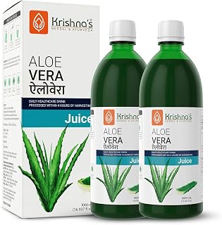 KRISHNA'S HERBAL & AYURVEDA Pulpy Aloe Vera Juice - 1000 ml (Pack Of 2) | From Deserts Of Rajasthan | Sugar Free |Daily Drink | Rejuvenates Skin And Hair