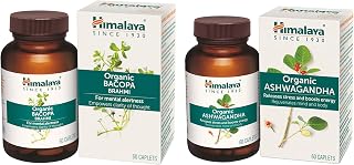 Himalaya Organic Ashwagandha 670mg |Helps Releases Stress Tablet | Rejuvenates Mind and Body | General Wellness | Pack of 60 & Organic Brahmi Pack of 60