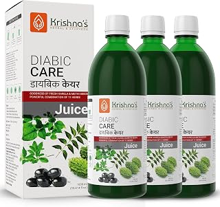 Krishna's Diabic Care Juice Blend of 11 Herbs Methi, Amla, Karela, Jamun, Guduchi, Kutki & 5 Other Herbs For Manage Sugar Levels, Clinically Proven - 1000 ml Each (Pack of 3)
