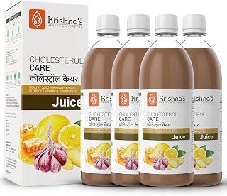 Krishna's Cholesterol Care Juice With Blent of Apple Cider Ginger Garlic, Honey, Sugar Free for Balance Cholesterol Lever & Helps In Digestion - 1000 ml Each (Pack of 4)