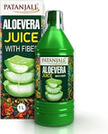 Patanjali Aloe Vera Juice with Fiber, Immunity Booster, Natural Indian Ayurvedic Drink, Gives Glowing Skin, Promotes Hair Growth, Rich in Dietary Fiber - 1L