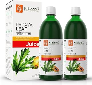 Krishna's Papaya Leaf Juice - 1000 ml | Fresh Papaya Leaves | Helps to platelets count - (Pack of 2)