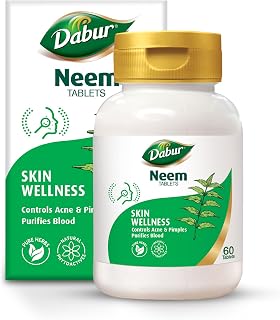 Dabur Pure Herbs Neem Tablets | 100% Ayurvedic Health Booster | For Skin Health & Wellness | Controls Acne & Detoxifies Skin