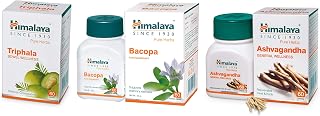 Himalaya Wellness Pure Herbs Brahmi Mind Wellness |Improves Alertness | Pack Of 60 Tablet & Ashvagandha - General Wellness Tablets, Rejuvenates Mind & Body & Wellness Triphala Bowel Wellness