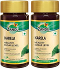 Zandu Karela Pure Herbs (Bitter Melon) for Healthy Sugar Levels and Improved Metabolism | 100% Natural & Authentic | Powerful Blood Purifier for Glowing Skin - 60 Veg capsules (Pack of 2)