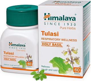 Himalaya Wellness Pure Herbs Tulasi Respiratory Wellness | Holy Basil |Relieves cough and cold| -Pack of 60 Tablets