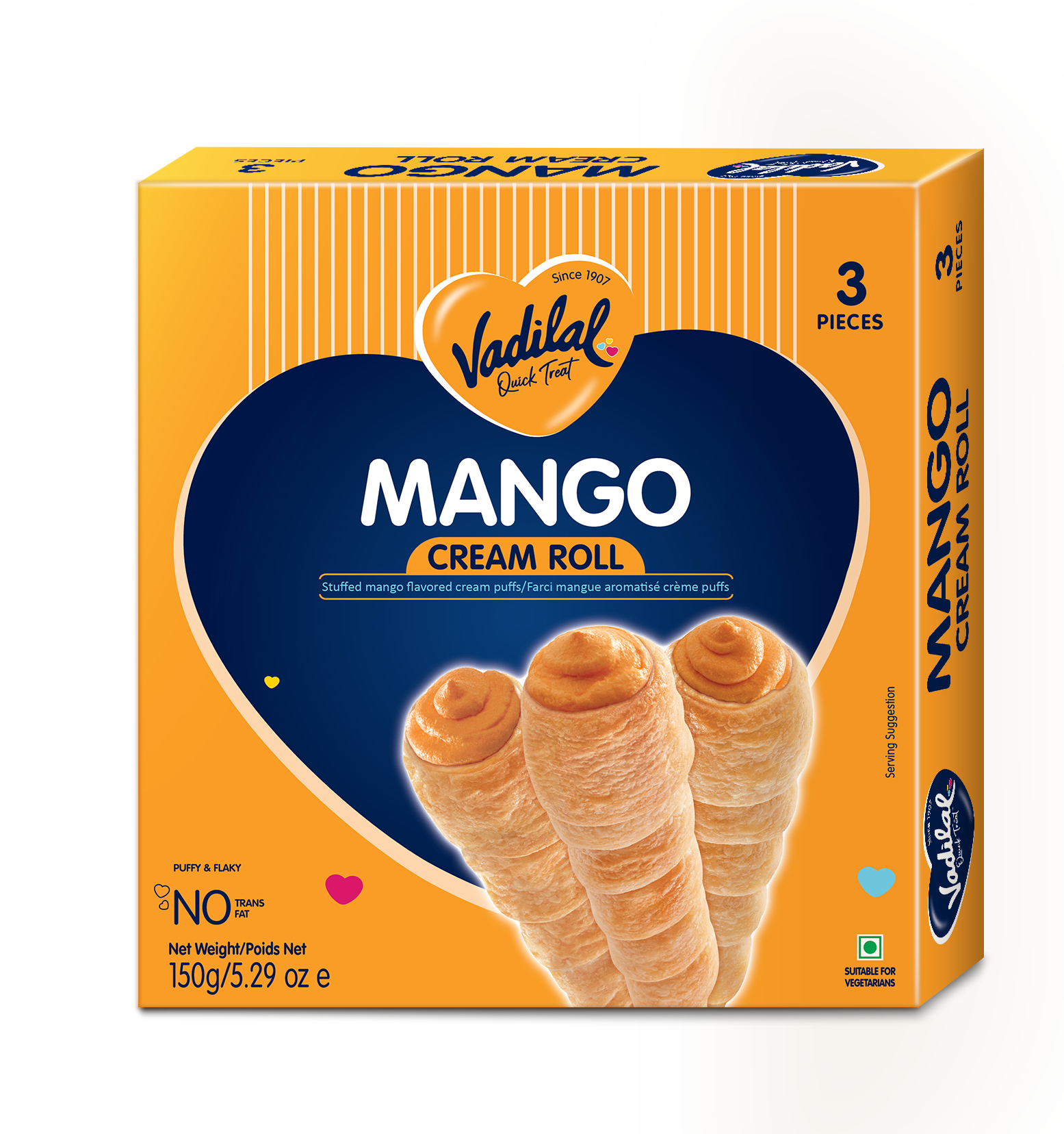 Vadilal Cream Roll Mango 3 Pieces
