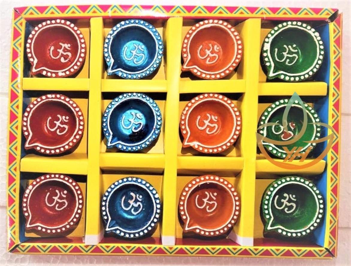 Diya Small Colour Flower Or Shankh 12 pcs