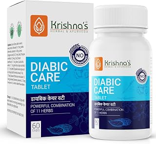 Krishna's Diabic Care Tablet - 60 Tab | Blend Of 11 Herbs Methi, Amla, Karela, Jamun, Kutki & 5 Other Herbs - (Pack of 1)