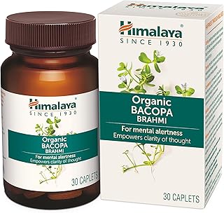 Himalaya Organic Bacopa (Brahmi) I For Mental Alertness I Improves Memory Score by 30%* I Supports Positive Mood I 100% Natural I 30 Veg Caplets,1 Count