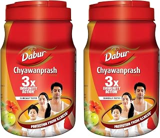 Dabur Chyawanprash - 2kg | 3X Immunity Action | With 40+ Ayurvedic Herbs | Helps Build Strength & Stamina | Builds Overall Health (Pack of 2)