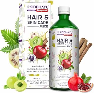 Baidyanath Asli Ayurved Hair and Skin Care Juice | With Bhringraj, Amla, Pomegranate, Noni & Manjishtha | Herbal Juice for Daily Wellness | No Added Sugar or Colour | 1L