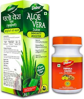 Digestive Care Kit - Pure Aloe Vera Juice and Triphala Powder for Indigestion, Colon Cleansing and Detoxification