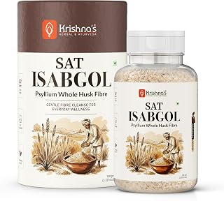 Krishna's Sat Isabgol Psyllium Whole Husk Fibre for Supports Healthy Digestion & Regularity, Premium Grade Natural Dietary Fibre, No Artificial Flavours or Colours - 100 gm (Pack of 1)