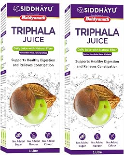 Baidyanath Asli Ayurved Triphala Juice 1L Helps In Reduce Body Fat Also Beneficial In Constipation Helps To Control Cholesterol Level, 2000 Ml - Pack Of 2