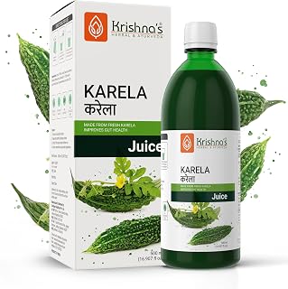 Krishna's Karela Juice - 500 ml | Fresh Karela | Ayurevedic Formulation to maintain Sugar Level | Enriched with Vitamin C - Vitamin A | Sugar free Juice with No Added Color or Flavour