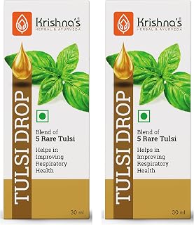 Krishna's Tulsi Drops- Concentrated Drops of 5 Rare Tulsi for Natural Immunity Boosting 30 ml | No Added Preservatives - (Pack of 2)