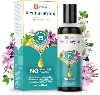 Krishna's Kesharogyam Ayurvedic Hair Oil - 100 ml for Strong Hair with 15 Ayurvedic Herbs | Amla Jatamasi Right hair growth oil| Paraben Free - (Pack of 2)