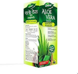 Dabur Aloe Vera Juice, Immunity Booster, Good for Digestion, Detoxification, Skin & Hair, 1L