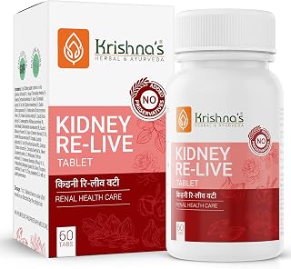 Krishna's Kidney-Re Live Tablets  Advanced Kidney & Urinary Health Support Formula, 60 Tablets (Pack of 1)