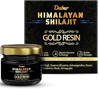 Dabur Himalayan Shilajit/Shilajeet Gold Resin - 20g | 500mg/Serving | 40 Servings | Contains 24 Karat Gold | 7 Ayurvedic Boosters | Boosts Muscle Growth & Stamina | 100% Ayurvedic