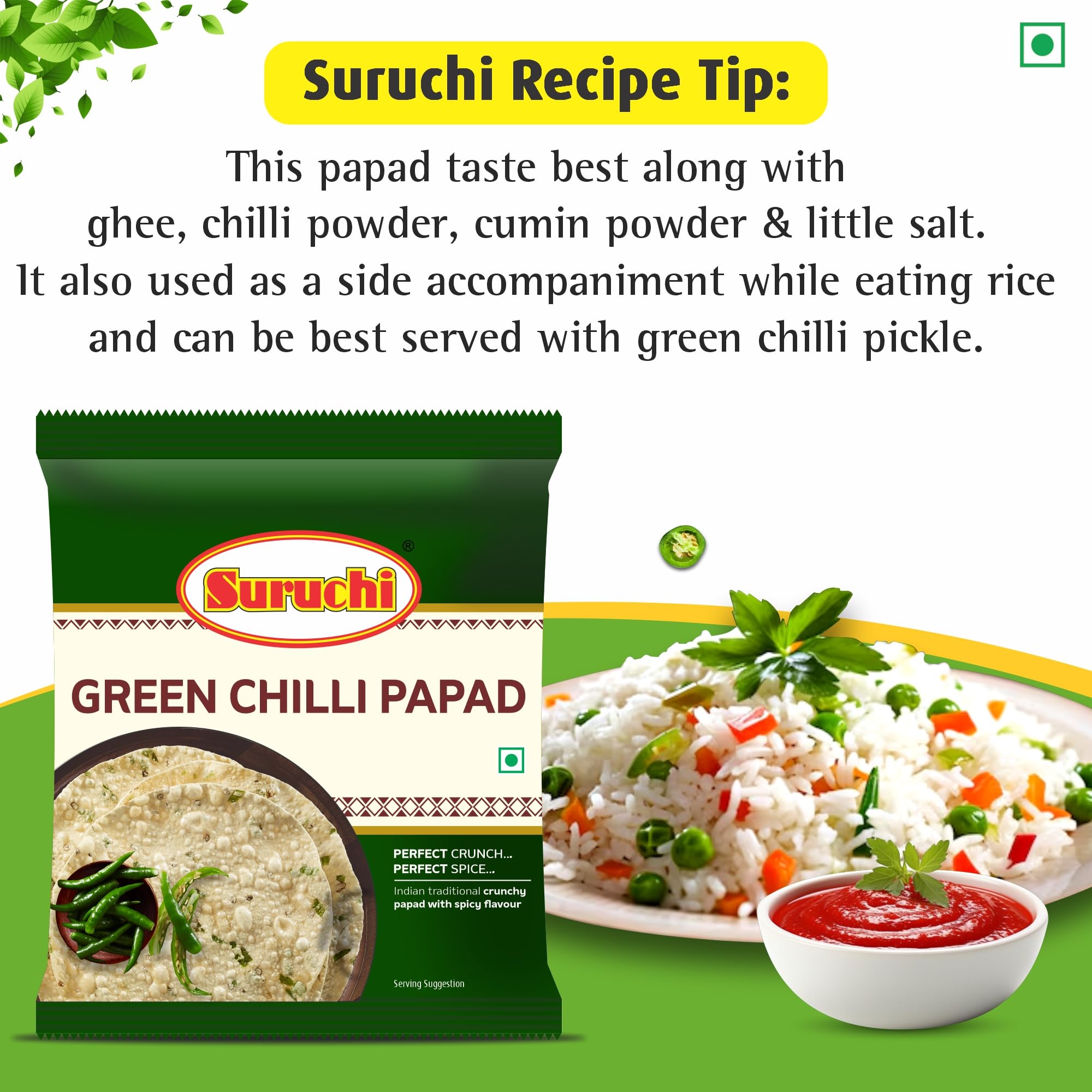 Foram Green Chilli Papad 200 g