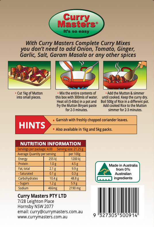 Curry Masters Mutton Biryani 85 g
