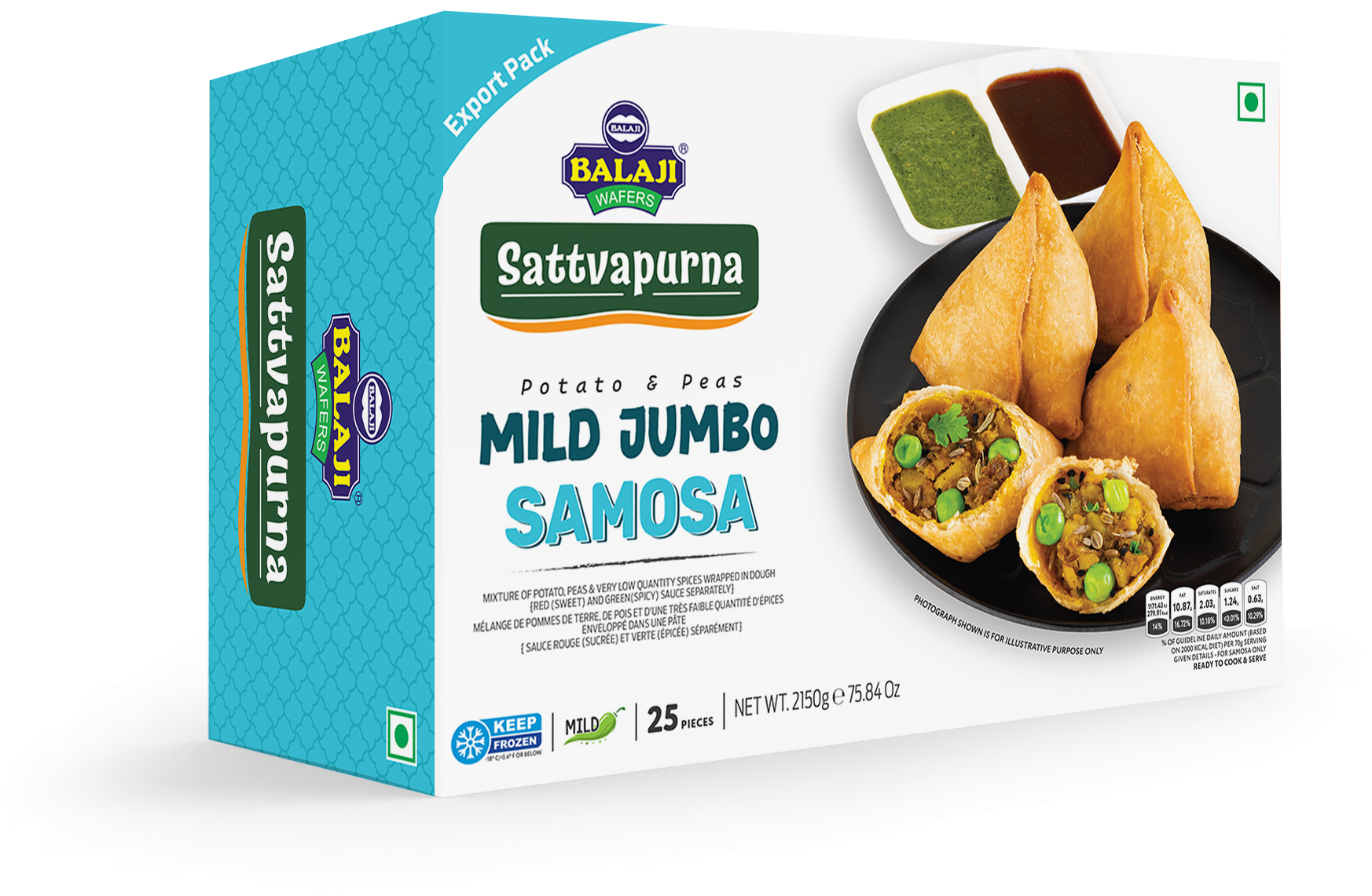 Balaji Jumbo Samosa (Potato And Peas) 25Pc 2.15 kg