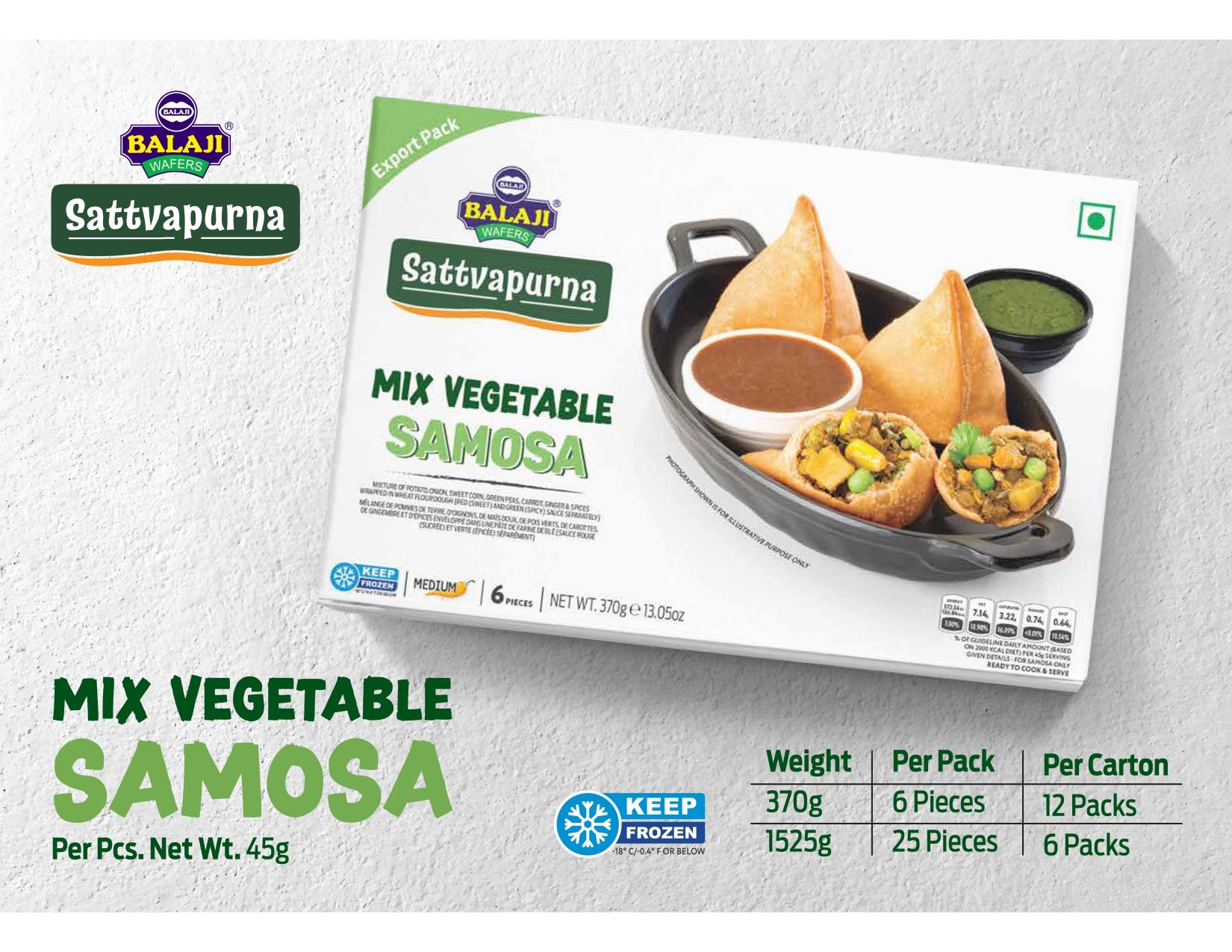 Balaji Mix Vegetable Samosa 25Pc 1.5 kg