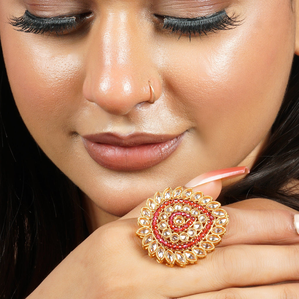 Ruby Sunburst Statement Ring