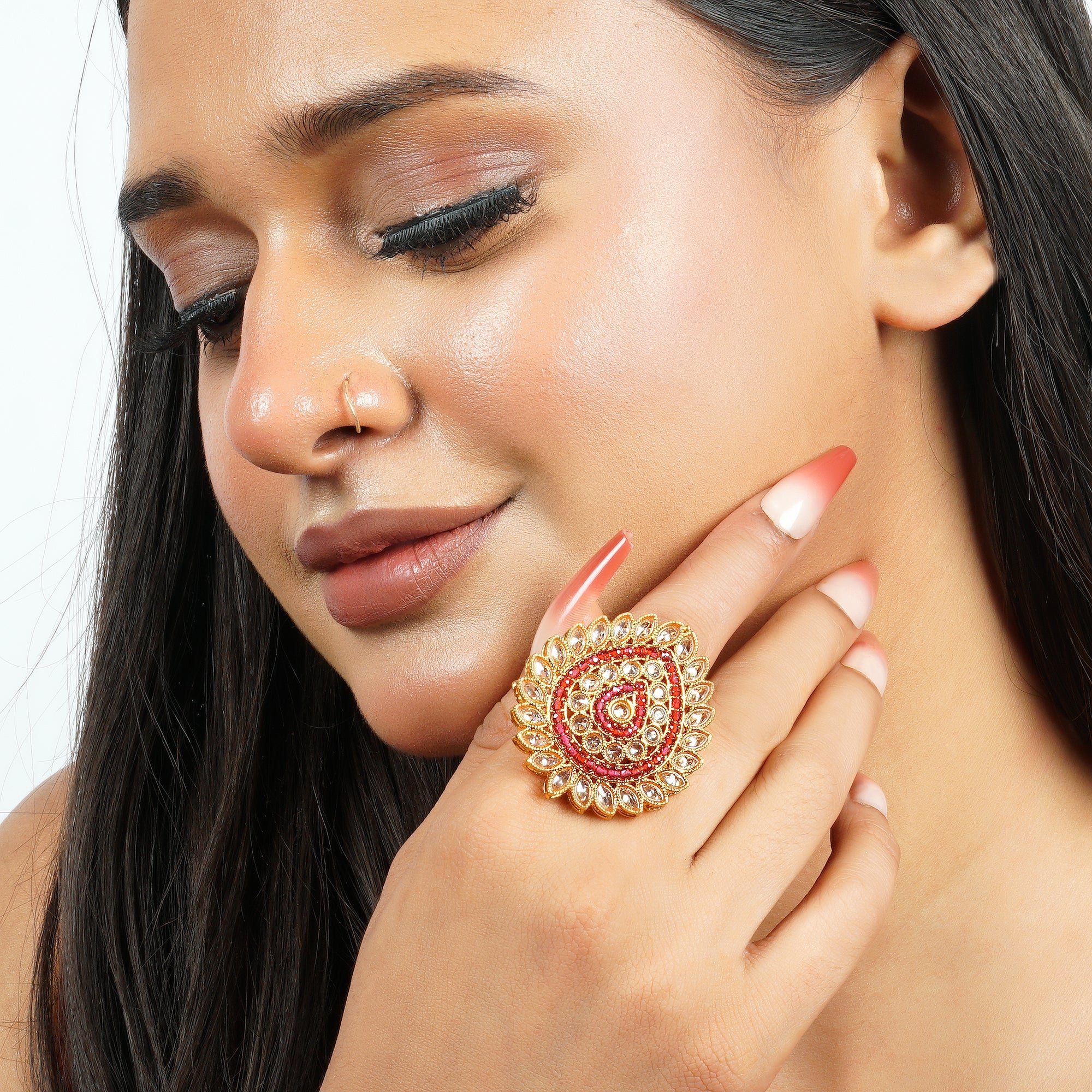 Ruby Sunburst Statement Ring