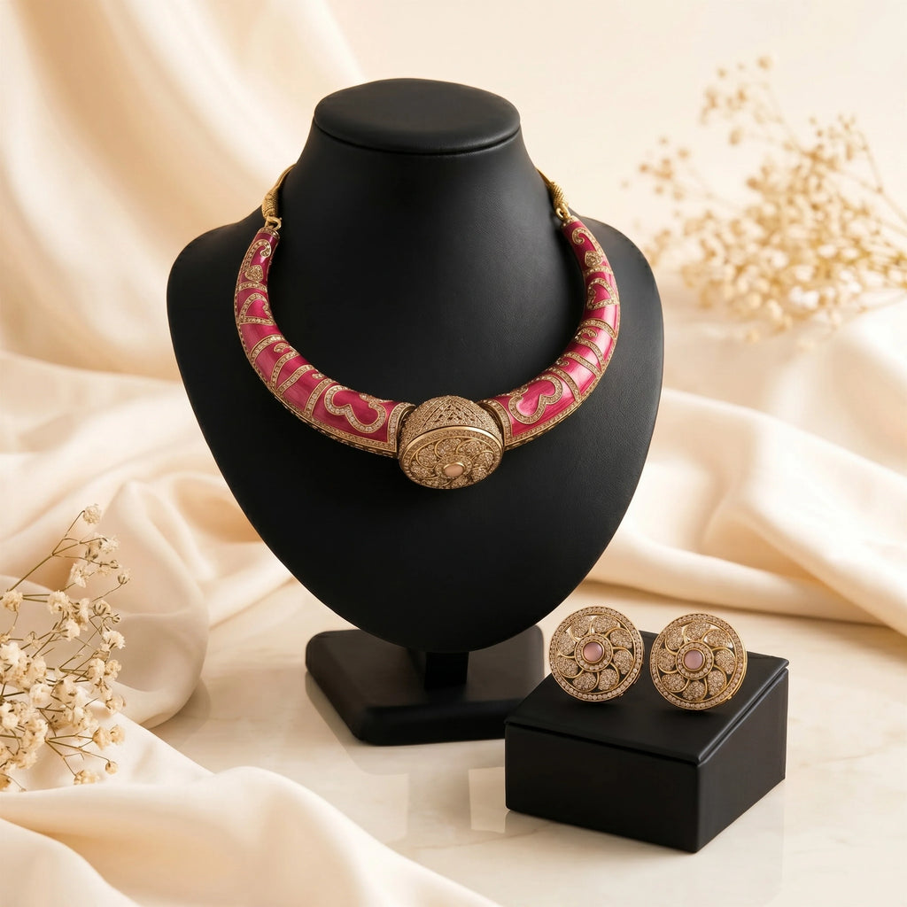 Royal Rani Pink Meenakari Choker Set