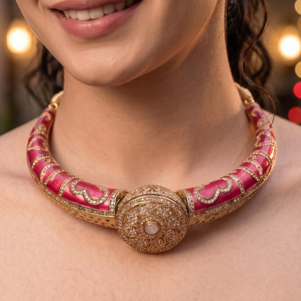 Royal Rani Pink Meenakari Choker Set