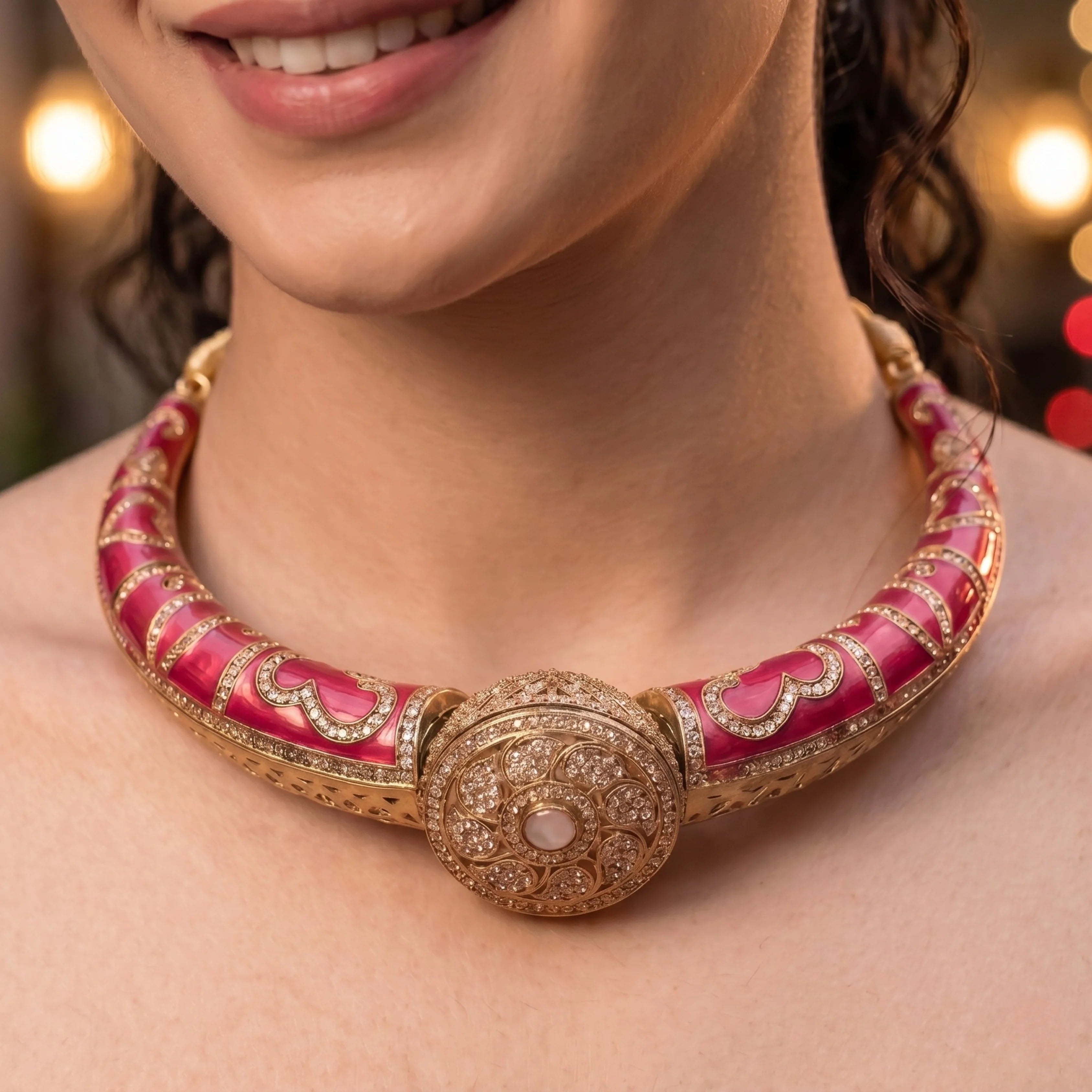 Royal Rani Pink Meenakari Choker Set
