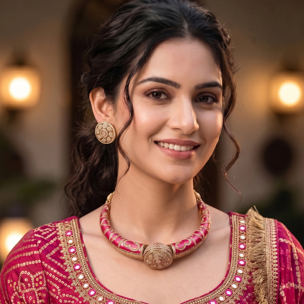 Royal Rani Pink Meenakari Choker Set